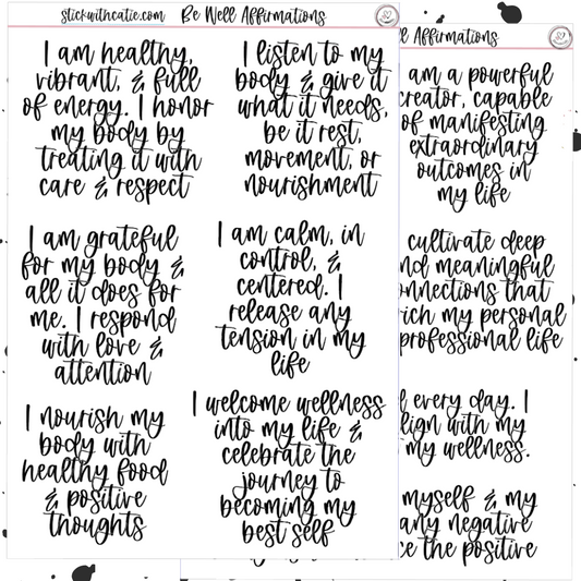 Be Well Affirmations