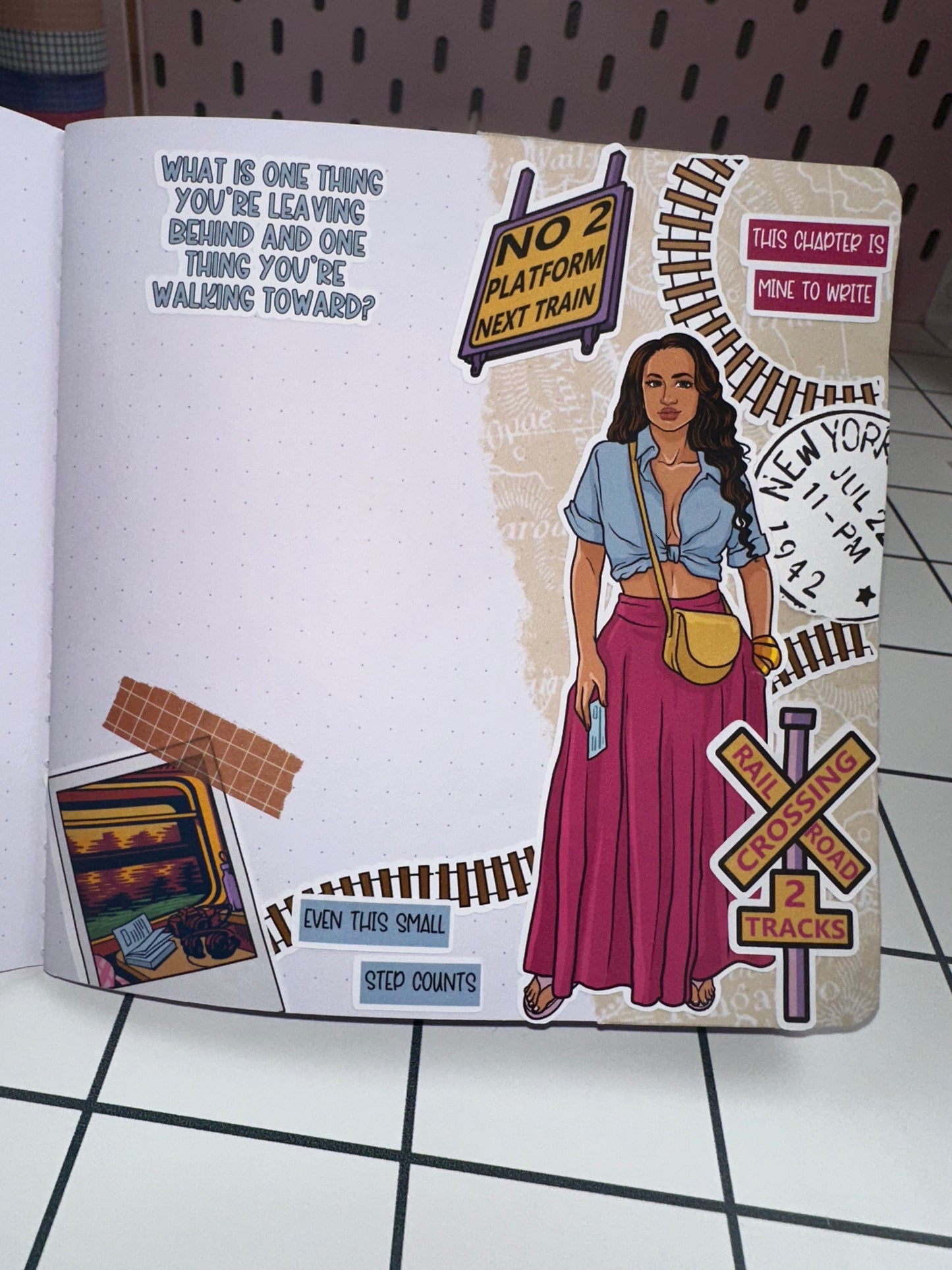 Aubrey Dot Grid Square Journal Blue