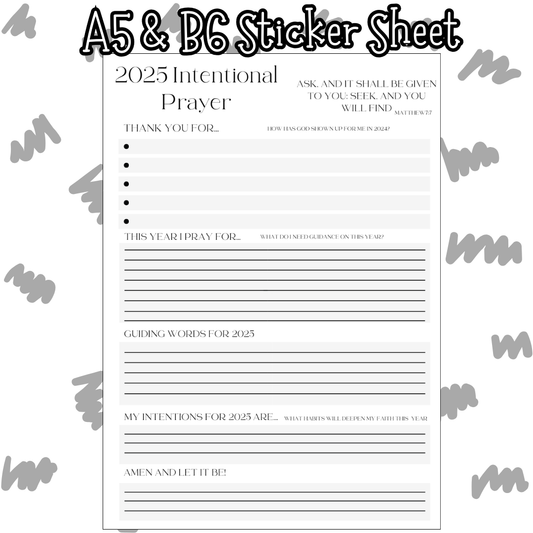 Intentional Prayer A5 & B6 Sticker Sheet