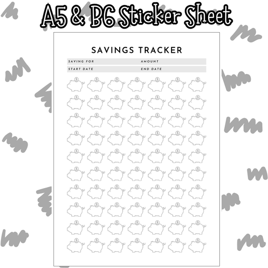 Savings Tracker A5 & B6 Sticker Sheet