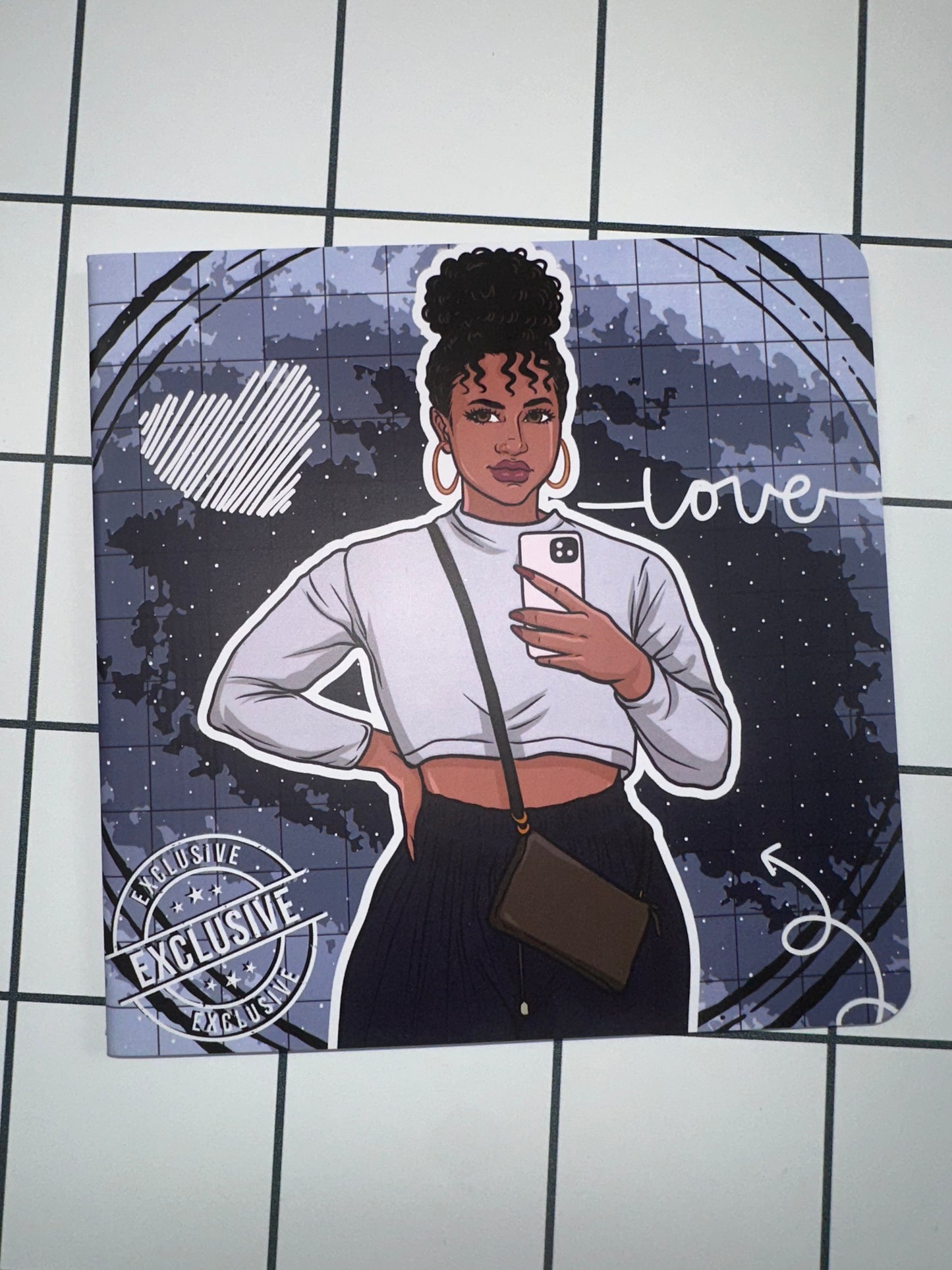 Aubrey Dot Grid Square Journal Blue